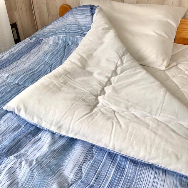 高島ちぢみ 肌掛け布団 ストライプ BL BE 日本製 高島ちぢみ