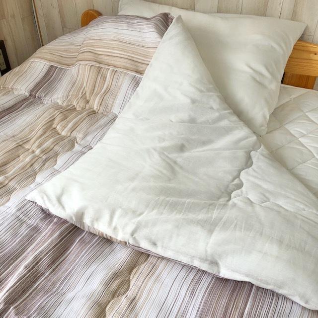 肌布団2枚　高島ちぢみ　日本製 高島ちぢみ 肌掛け布団 ストライプ BL BE 日本製 高島ちぢみ 涼感素材