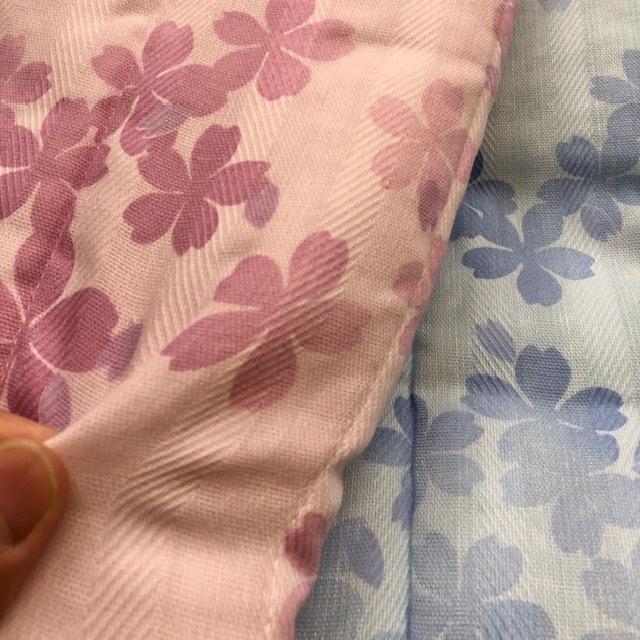 肌掛布団 桜柄 シングル ピンク ブルー 三河木綿 ダブルガーゼ