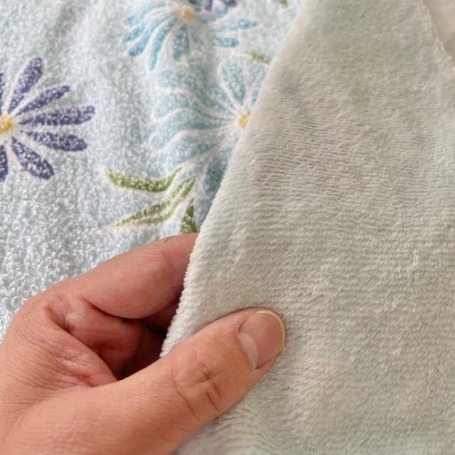 --タオルケット シングル 衿付き 日本製 薄手 薄い 軽い 花柄 ブルー 夏に快適 国産 おぼろプリント 140×190センチ オールシーズン |  | 05