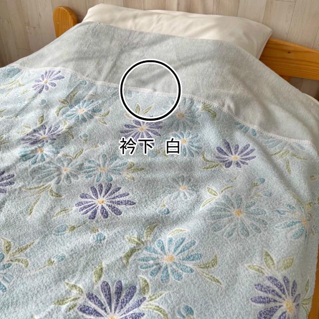 --タオルケット シングル 衿付き 日本製 薄手 薄い 軽い 花柄 ブルー 夏に快適 国産 おぼろプリント 140×190センチ オールシーズン |  | 02