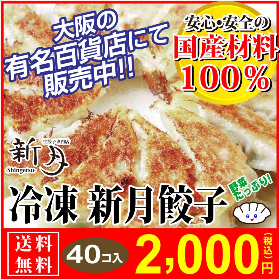冷凍 新月餃子 40個入り 国産野菜 冷凍 餃子 お取り寄せ 惣菜 グルメ ご家庭料理 送料無料 食品 たれ付き 生餃子 もちもち 国産キャベツ Shingetsu40 新月生餃子 通販 Yahoo ショッピング