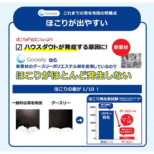 掛け布団 グースリー2 羽毛布団より温かい ダニアレルギー対策 毎日洗える ホコリがほとんど出ない ダブル 190×210ｃｍ 掛布団 合掛け Goosely｜shingman2｜12