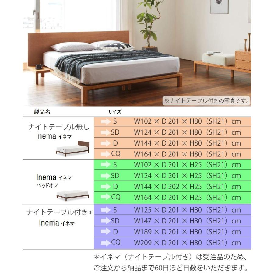 日本ベッド　INEMA　イネマ　ローベッド　2色展開　ダブルサイズ　幅144×201×21cm　必須（在庫確認）｜shingu-yumenozikan｜06