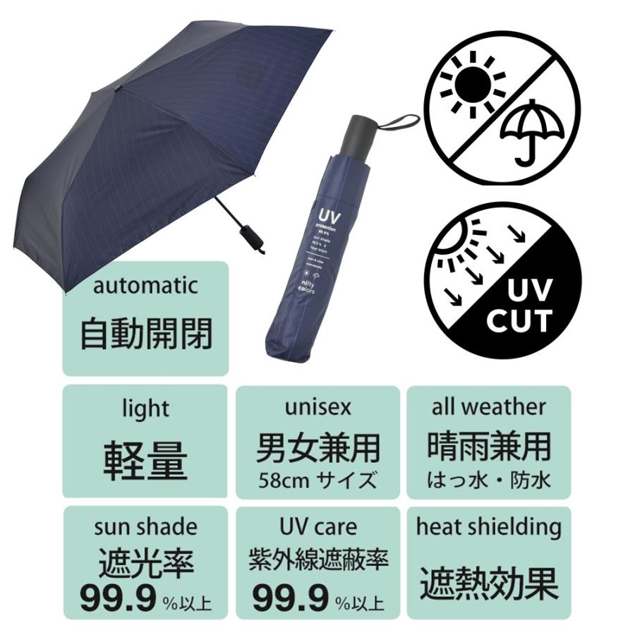 遮光 オートマティック 自動開閉傘 58cm  折りたたみ傘 雨傘 メンズ レディース 女性 男性 |  | 03
