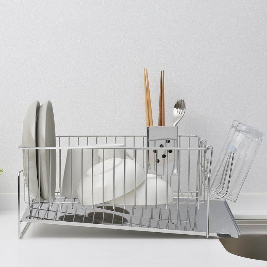 Sumahapi ステンレス 水切りラック ステンレス 大容量 日本製 水切りかご 水切りカゴ 横置き 縦置き 箸立て グラスホルダー 付き |  | 06