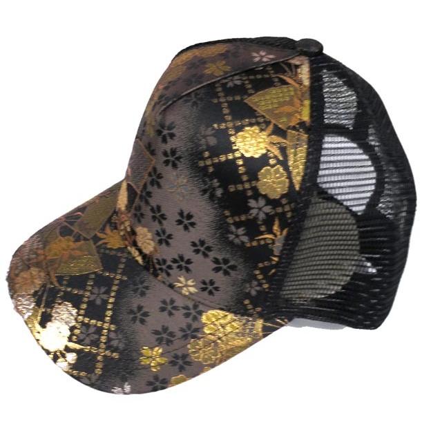 金襴キャップ【扇（おうぎ）黒】京都西陣織を使用しています