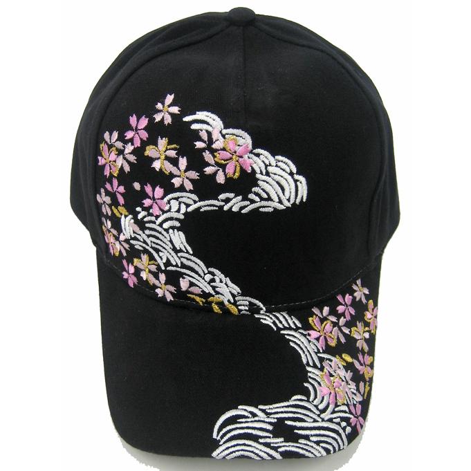 桜刺繍 黒キャップ oMA 桜刺繍 黒キャップ oMA
