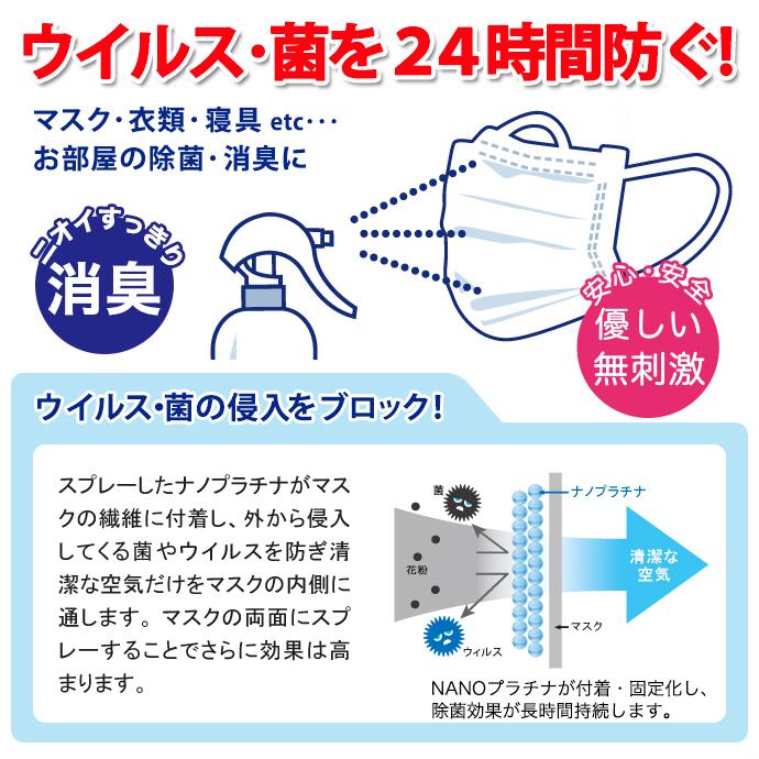 96％の医師が推奨】日本製 マスク スプレー 100ml NANOプラチナ KA 消