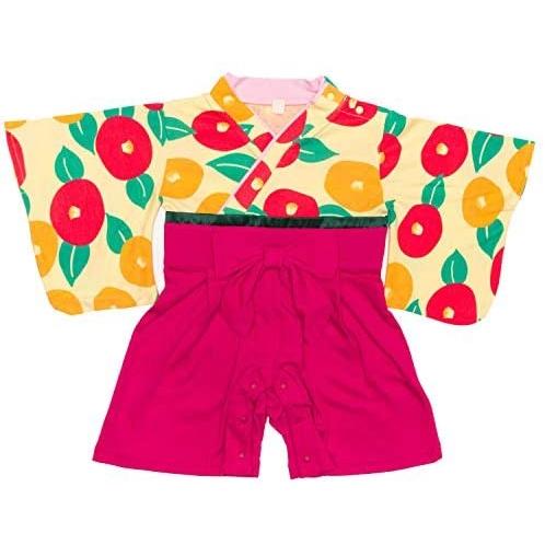 キョウエツ 袴ロンパース ロンパース ベビー 袴 女の子 70 椿 イエロー 椿 イエロー 70 Sagaretxe Net