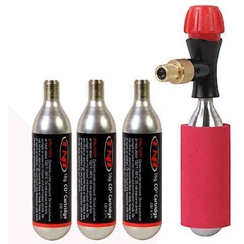 Shining雅tni Co2 インフレーター ボンベセット エアバルブ 米式 仏式兼用 Co2ボンベ16g 4本 Off