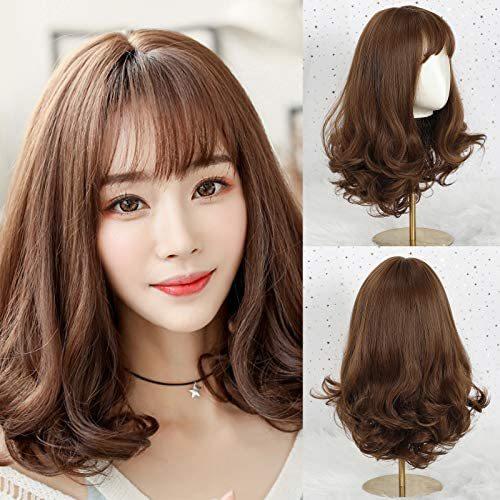 Haircube ウィッグ セミロング フルウィッグ ミディアム ぱっつん前髪 パーマ カール 耐熱 巻き髪 空気感 小顔効果 ハニーブラウン Myk Vfb22n5ig Shining雅 通販 Yahoo ショッピング