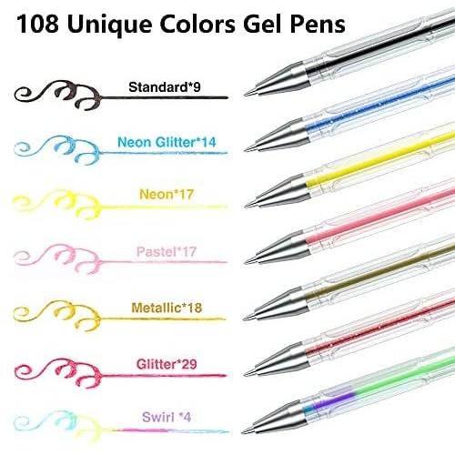 Lineon ジェルボールペン カラーペン 108色セット 水性 カラーボールペン ゲルインク 耐光 耐水 大人の塗り絵 イラスト お絵描き 落書 Myk Vjl05v4di040 Shining雅 通販 Yahoo ショッピング