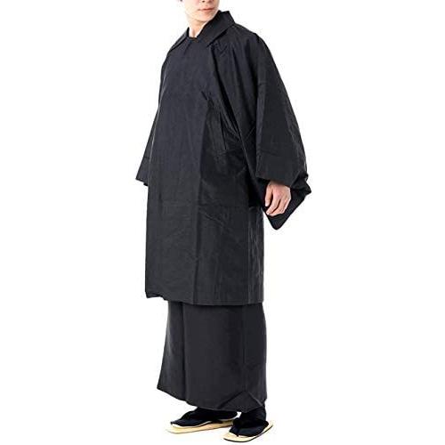 [キョウエツ] 和装コート 着物コート 雨コート メンズ (ブラック×裏地黒 M)｜shining-store｜02