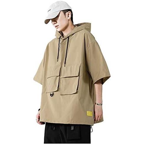 パーカー メンズ 半袖 パーカーtシャツ フード付き ゆったり 男女兼用 セットアップ ベージュ S Myk Vjl22r5hj Shining雅 通販 Yahoo ショッピング