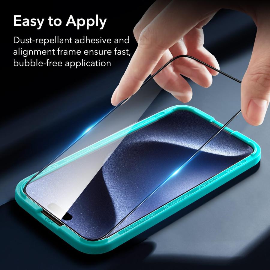ESR Armorite 保護フィルムセット iPhone 15 Pro用 超タフ 強化ガラス 取り付け簡単フレーム 独立型カメラレンズフィルム |  | 07