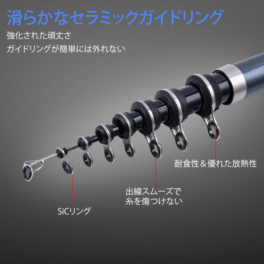 Goture 磯竿 振出式ロッド 釣り竿 4.11m 軽量 携帯性 カーボン