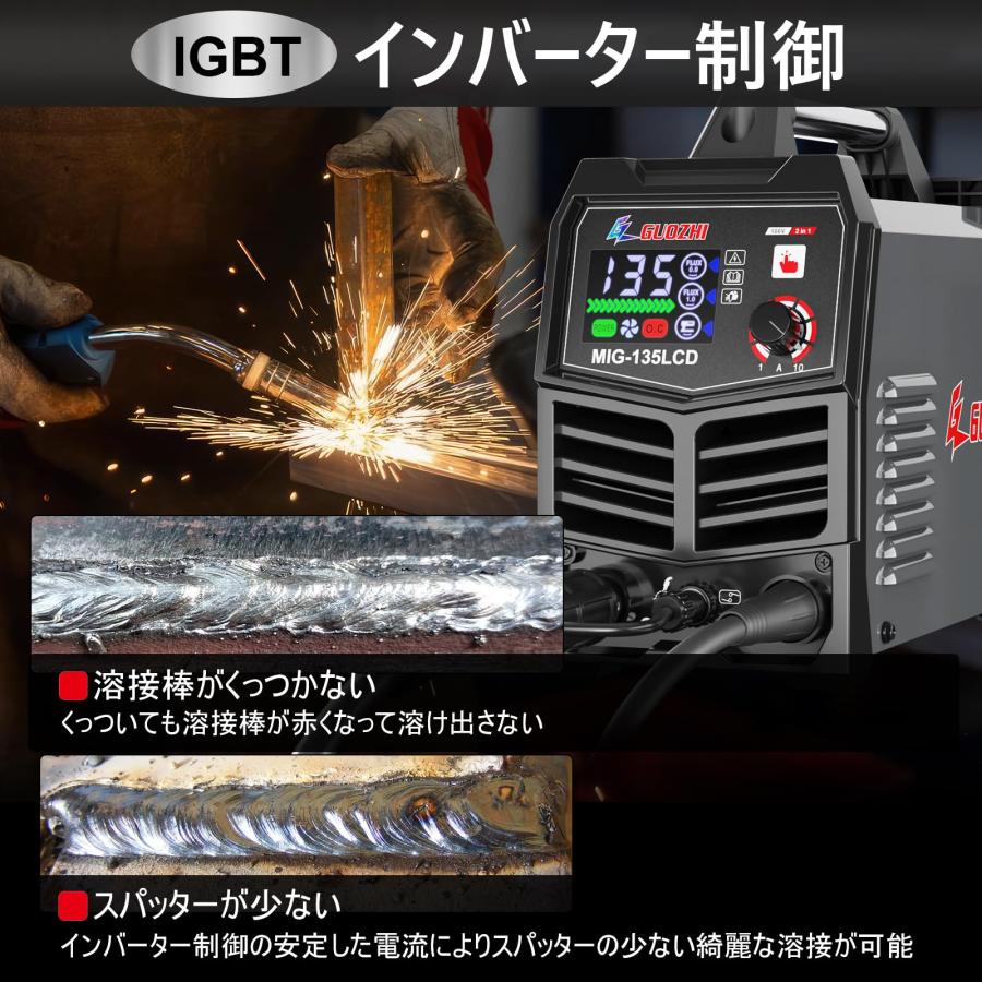 GZ GUOZHI 半自動溶接機 100v アーク溶接 ノンガスワイヤー溶接 1台2役
