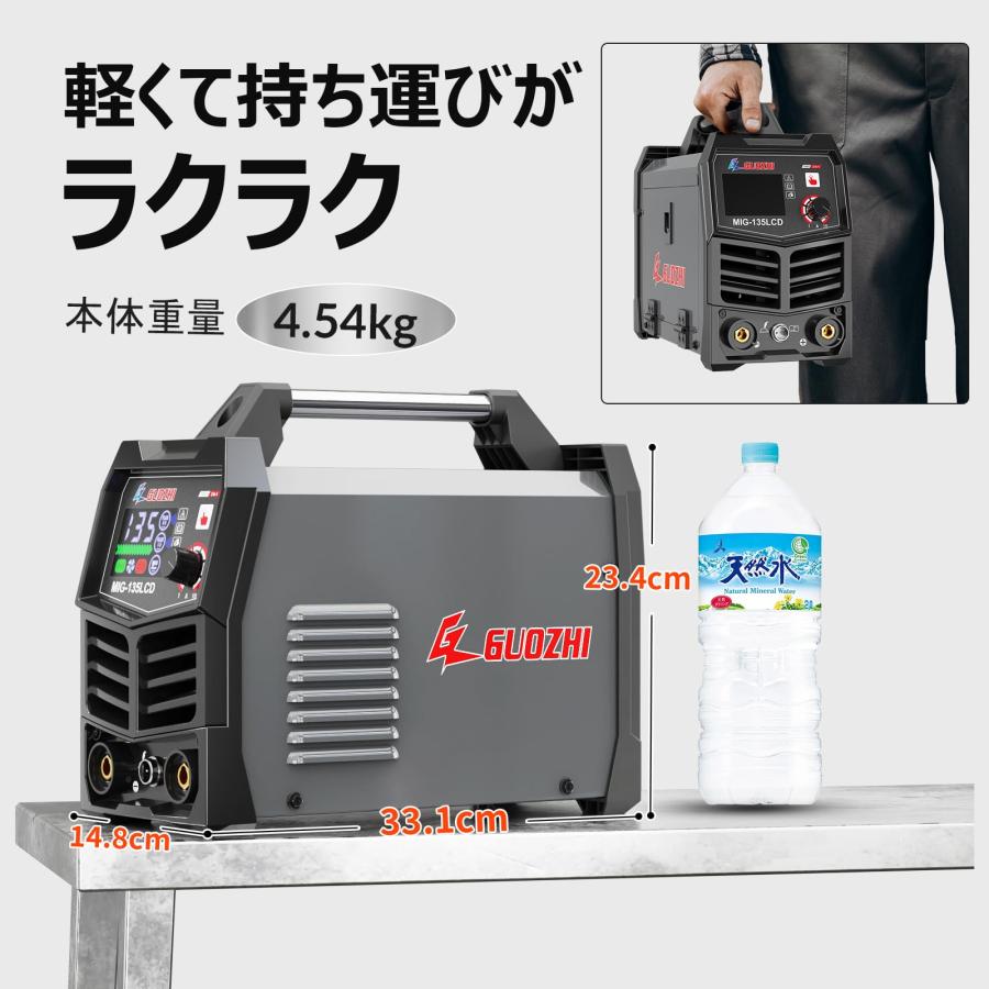 GZ GUOZHI 半自動溶接機 100v アーク溶接 ノンガスワイヤー溶接 1台2役