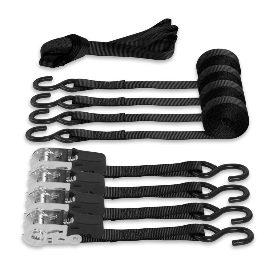 BIG RED ラッシングベルト 4.5m 幅2.5cm 4本セット 荷締めベルト タイダウンベルト ラチェットベルト 破断荷重680kg 最大 の商品画像