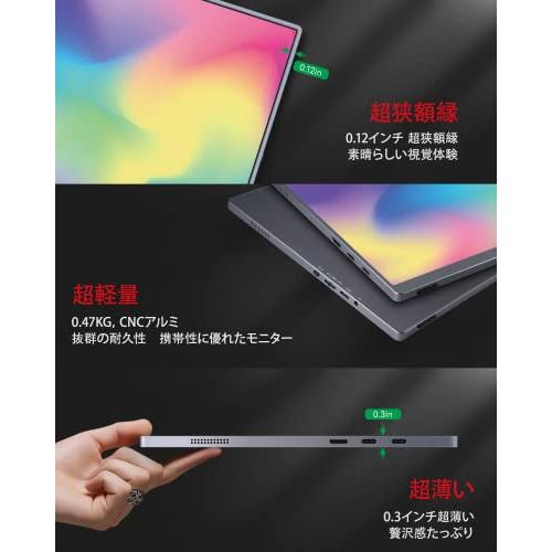 Intehill モバイルモニター 4k 13.4 インチ IGZOスクリーン 黄金比16 