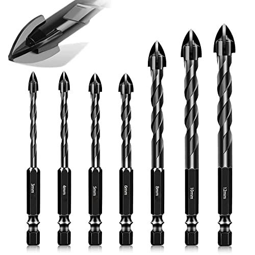 TAORAYO コンクリート ドリル ビット 陶器 ガラスドリルビット 7個入り 四刃六角軸 コンクリート ドリルビット 六角シャンクガラス ド の商品画像