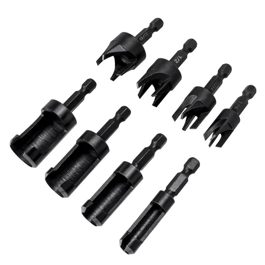 Kimlonton木ダボドリルビットセット 6.35mm六角軸 炭素鋼 木工ドリル ホールソー 穴あけビット プラグカッター 6mm 10mm の商品画像