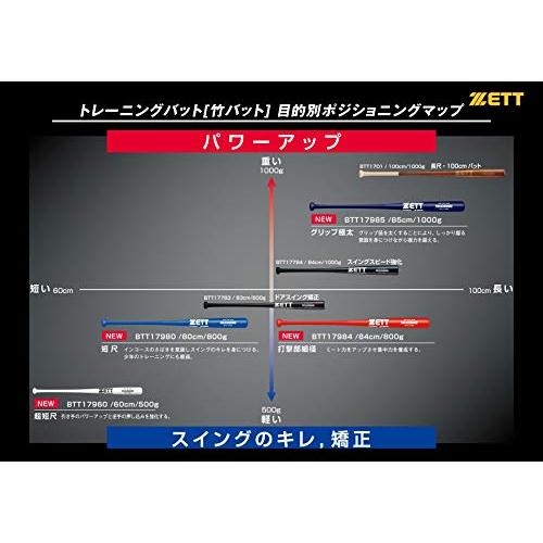 ゼットZETT野球 木製合竹 トレーニングバット 短尺 60cm 500g平均 