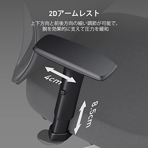 Hbada オフィスチェア デスクチェア 2Dランバーサポート可動式ヘッドレスト リクライニングチェア パソコンチェア 2Dアームレスト人間工学 オフィスチェア P5 オットマン付き