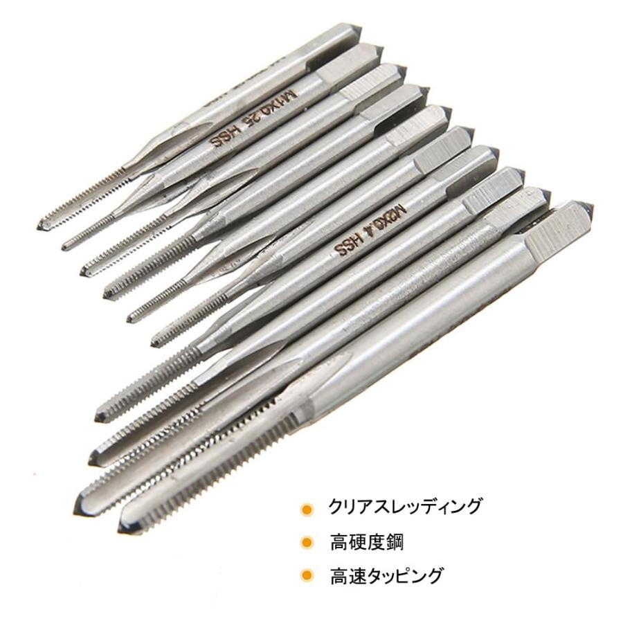 Saipor 10本ミニタップセット M1-M3.5 ネジタップ 高速度鋼ねじ