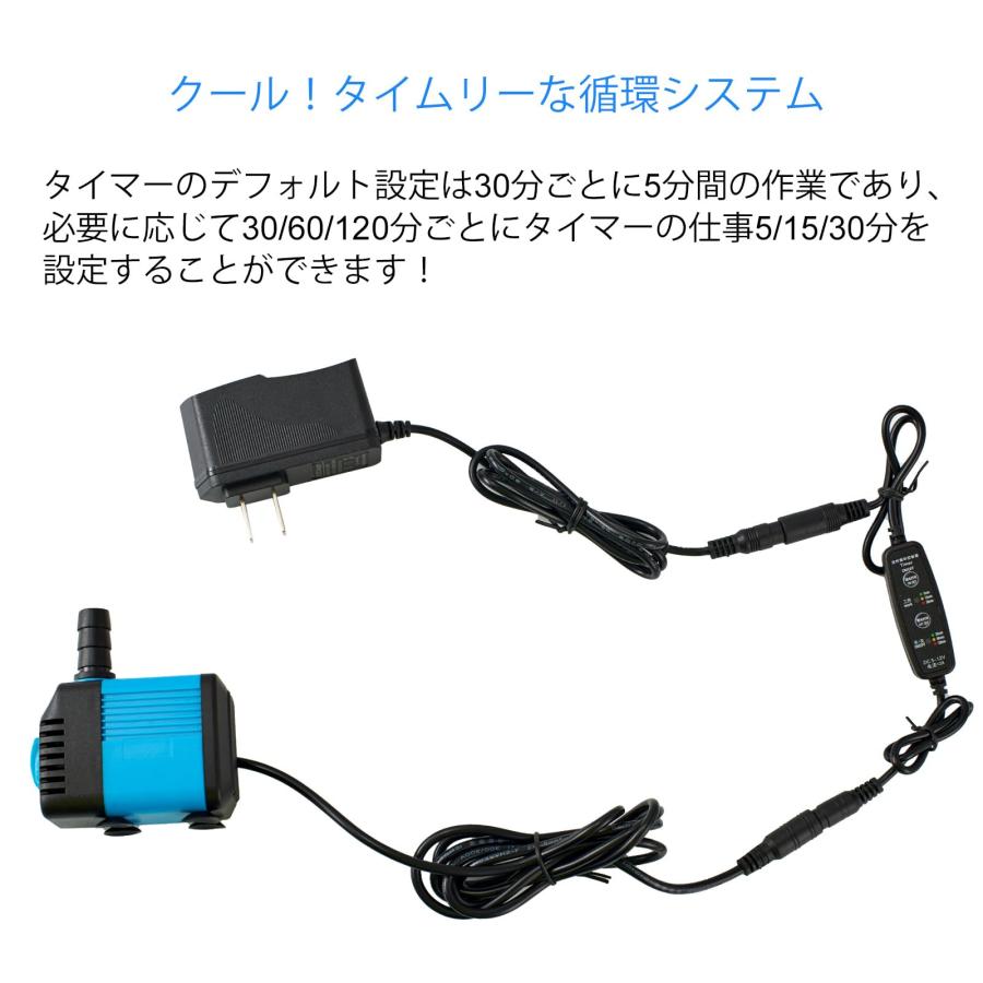 LAPONDアップグレード版160 GPH水中ポンプ、タイマー付き（600L/H、12V