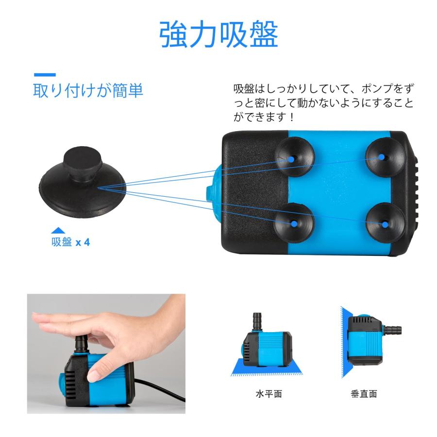 LAPONDアップグレード版160 GPH水中ポンプ、タイマー付き（600L/H、12V