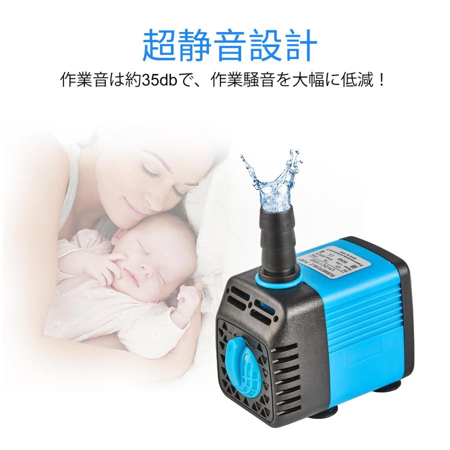 LAPONDアップグレード版160 GPH水中ポンプ、タイマー付き（600L/H、12V