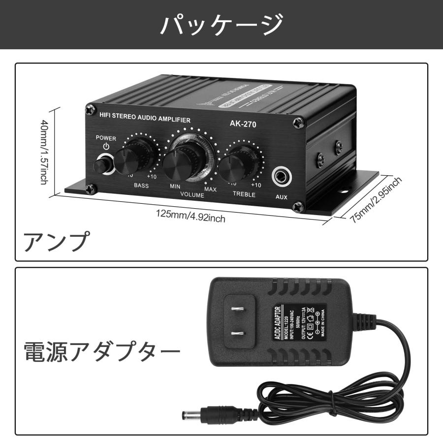 パワーアンプ Hifi ステレオ 2.0 チャンネル 2X20W オーディオ