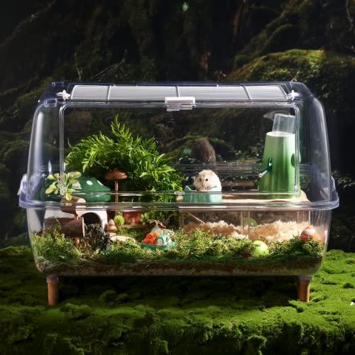 BUCATSTATE ハムスター クリア ハウス 三室 透明 底板なし 多機能 研磨