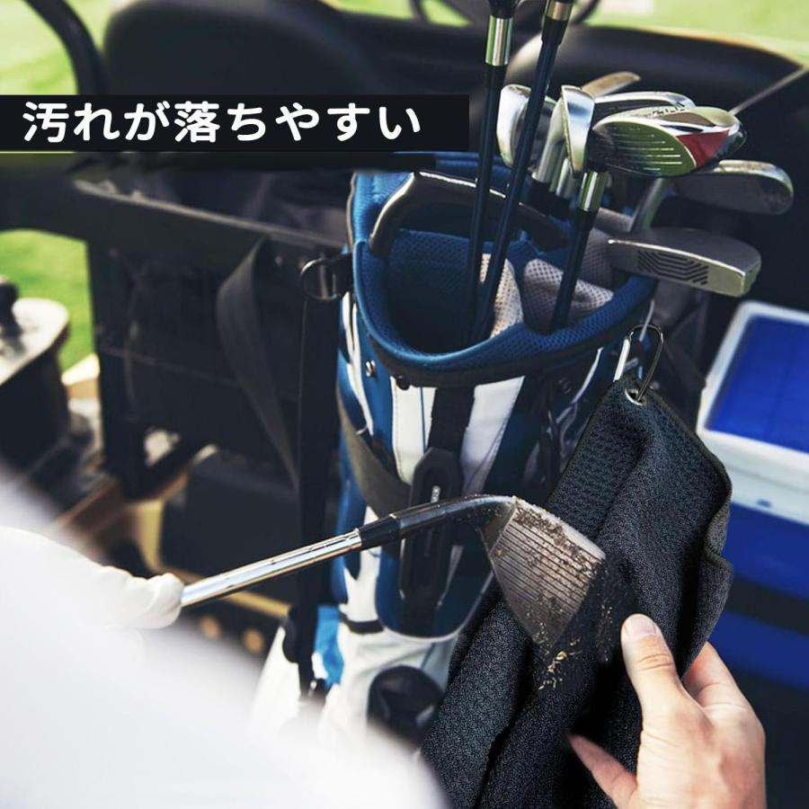 ゴルフクラブブラシ ゴルフタオル マイクロファイバー カラビナ付き