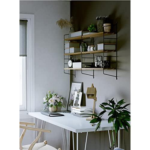 ウォールシェルフ 壁を傷つけない 高さ調節可能 3段式 幅60 木製