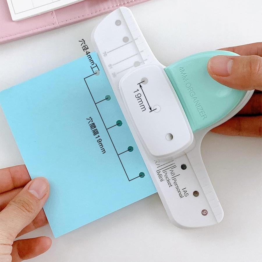 ESJNNK ルーズリーフ穴パンチ 穴径4mm 穴開けパンチ 3穴/6穴 多穴