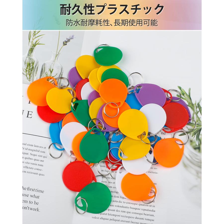 Pawfly 3.8 cm カラフルなキータグ ラベル用 書き込み可能 丸型