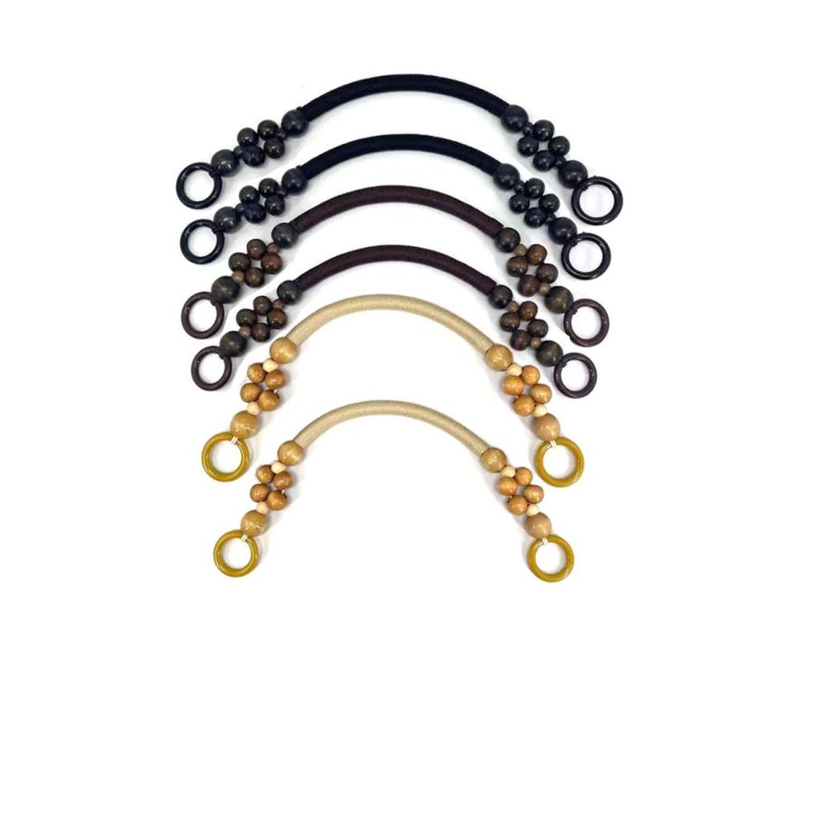 【新品未使用】〈ティミー・ウッズ〉ビーズハンドル付き・黒い木のバッグ YFFSFDC 持ち手 木製 ウッドビーズ付き 6個セット 財布のハンドル