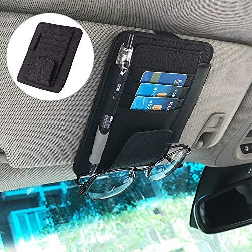 HerMia 車用 サンバイザーケース 高級本革 カード ディスク収納 収納ホルダー PUレザー収納ボックス 駐車券 小銭 領収証 ペン カード | 