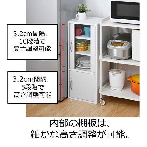 山善] 食器棚 (スリム) 幅32cm (ミニ) 高さ80×奥行29cm (扉が左右