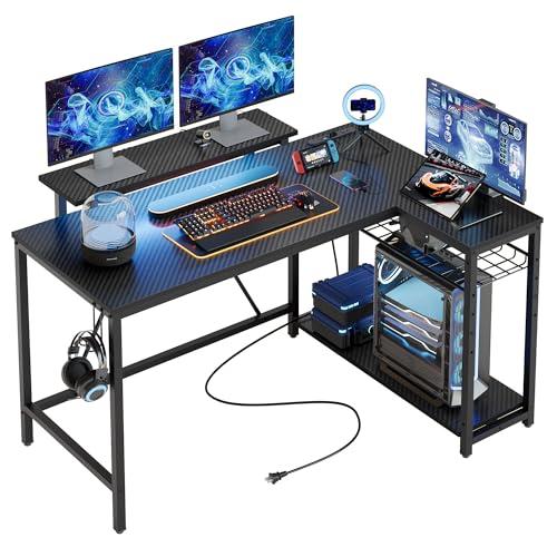 Bestier ゲーミングデスク L字デスク コンセント付き 幅122cm USB-C