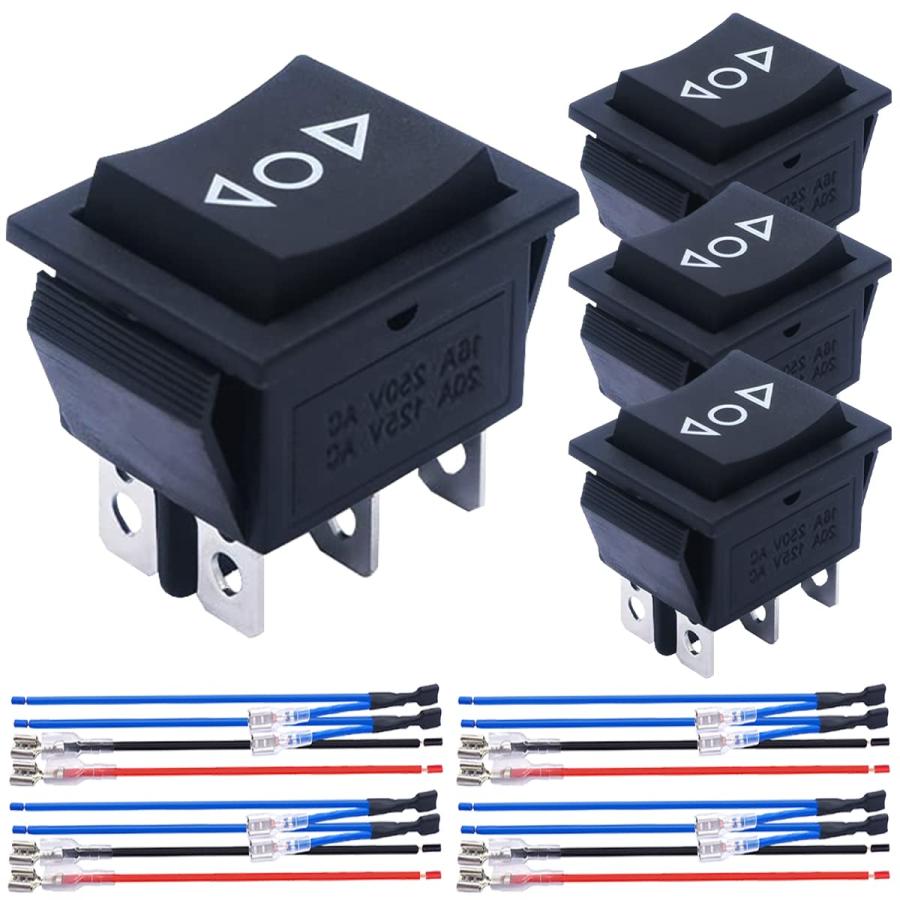 MKBKLLJY 4 個モーメンタリ モーター極性リバース ロッカー スイッチ DC 20A 12V DPDT 6 ピン 3 ポジション ON ...