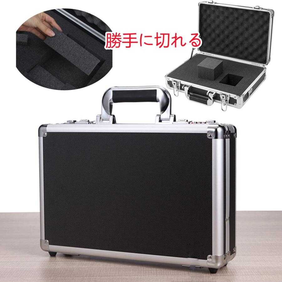 アルミハードシェルケーツール収納ケース 展示用箱 スアルミツールケースシートクッショー付きドボッ 防振箱クス サイズ ブラック ジスーツケース3 |  | 01