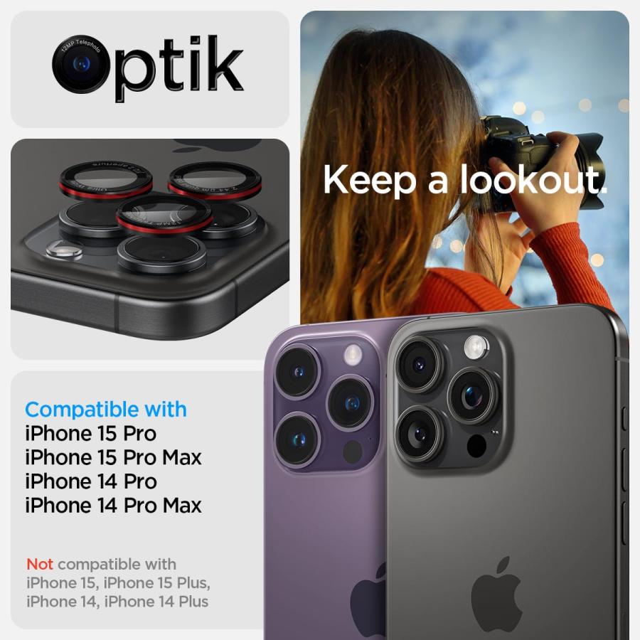 Spigen iPhone 16 Pro/Pro Max カメラ保護フィルム 9H硬度強化ガラス L