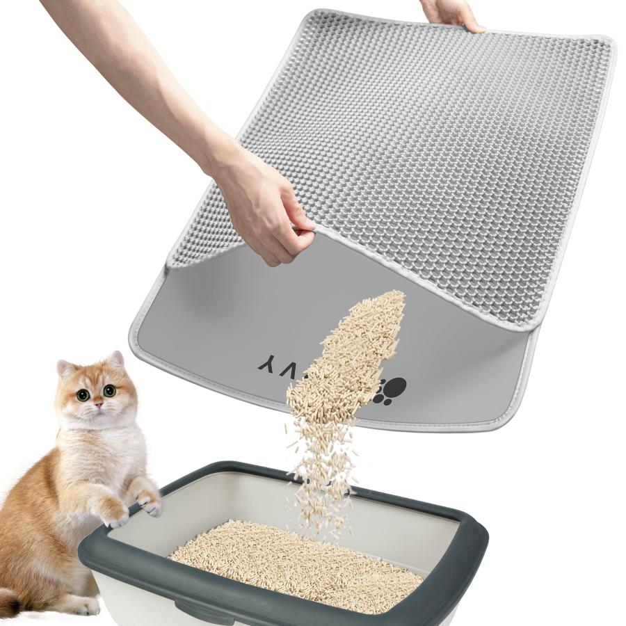 Norvy 猫砂マット大サイズ 75 × 55 cm 完全に開いた 猫マット 猫