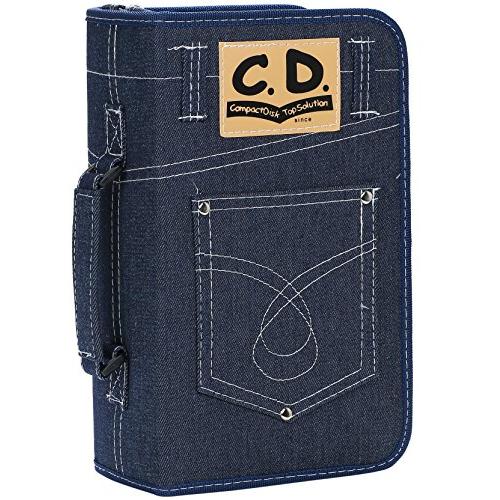 TKY デニムデザイン CDケース DVDケース 大容量 128枚 収納