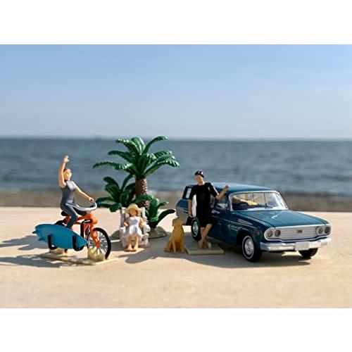 ジオコレ64 1/64#カースナップ19a サーフィン ABS樹脂・PVC製 人形