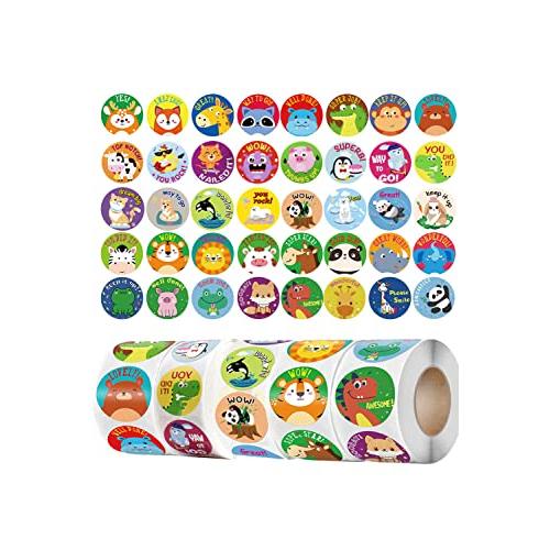 YINKE ごほうびシール 動物 2500枚 ご褒美シール 英語 良くできました シール 教師褒美用 シール 可愛い シール 子供 教室用の教師 の商品画像